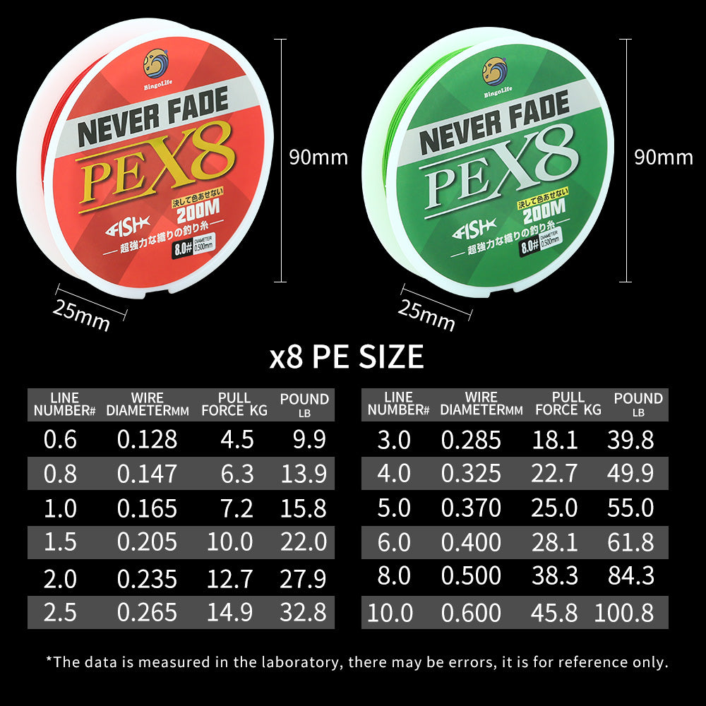 Bingolife Never-Fade PEX8 Braid Line 218 YDS Red