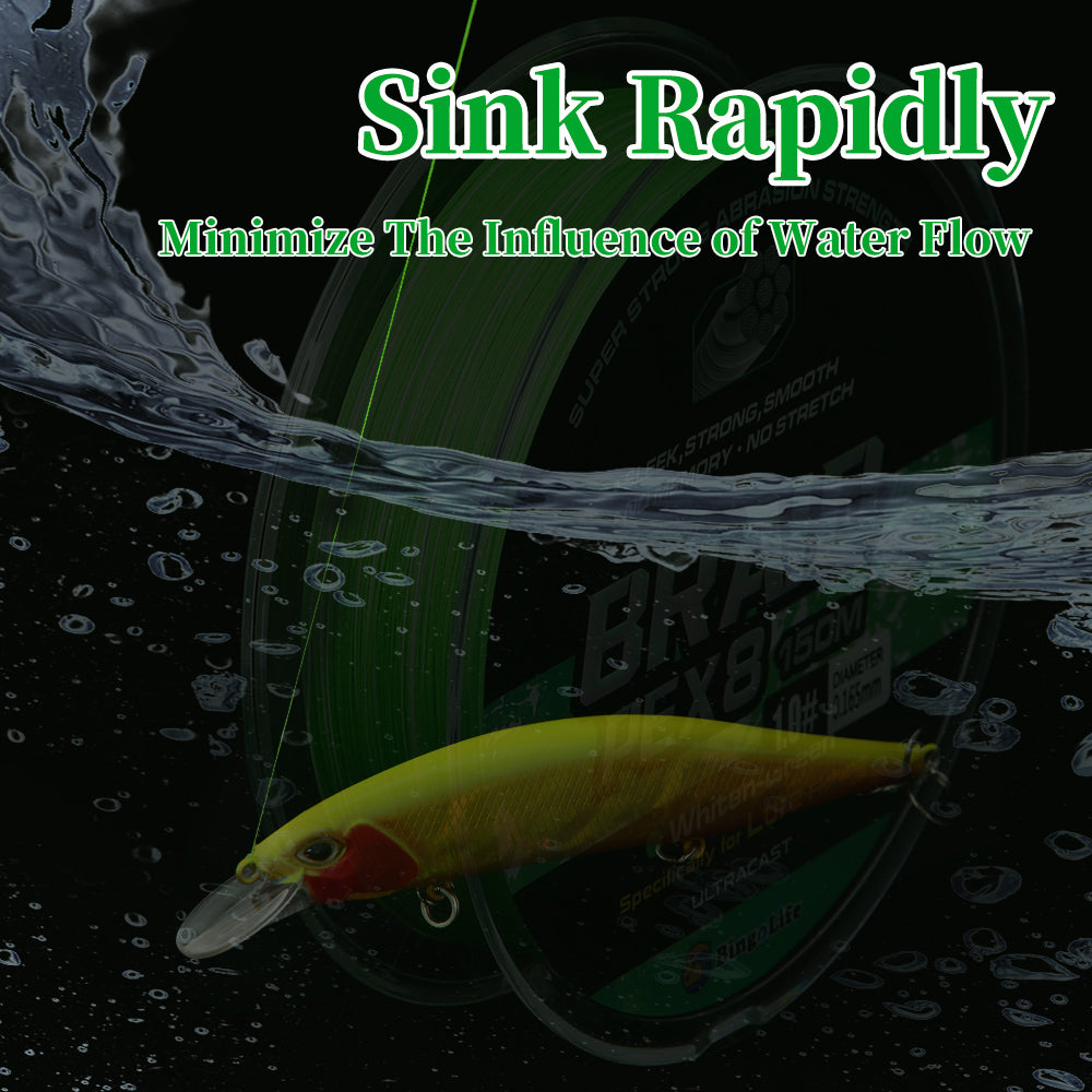 Bingolife High Grade PEX8 Braid Line Hi-Vis Green 164 Yard