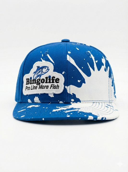 Bingolife Blue and White Bingolife Pro Line More Fish Baseball Style Fishing Cap