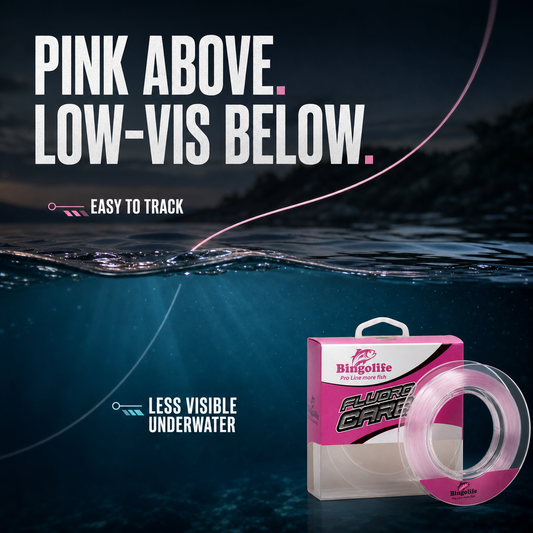 Bingolife pink fluorocarbon easy to track above water and less visible underwater