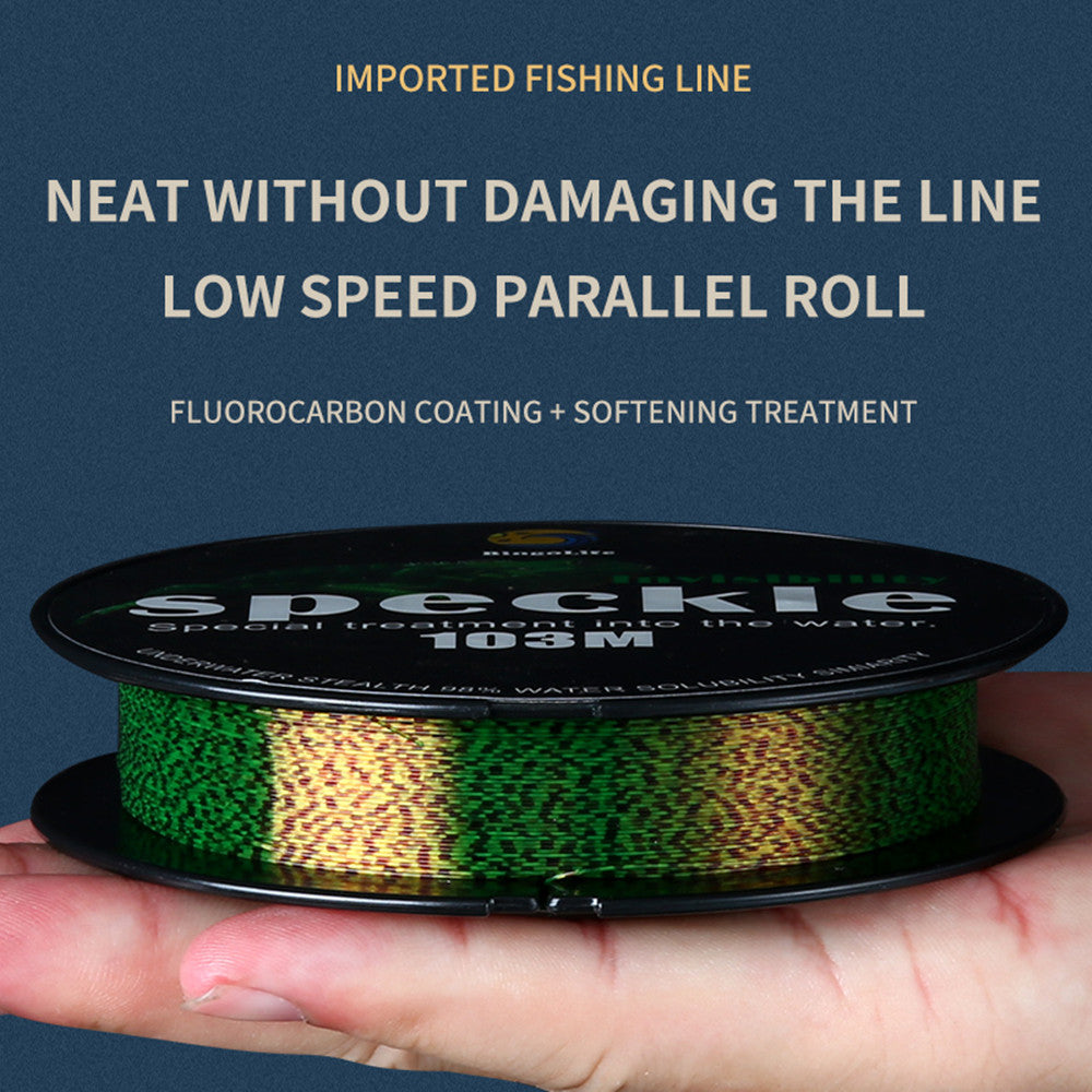 BingoLife Monofilament Green Speckle Invisible Spotted Nylon Fishing Line 110 YDS