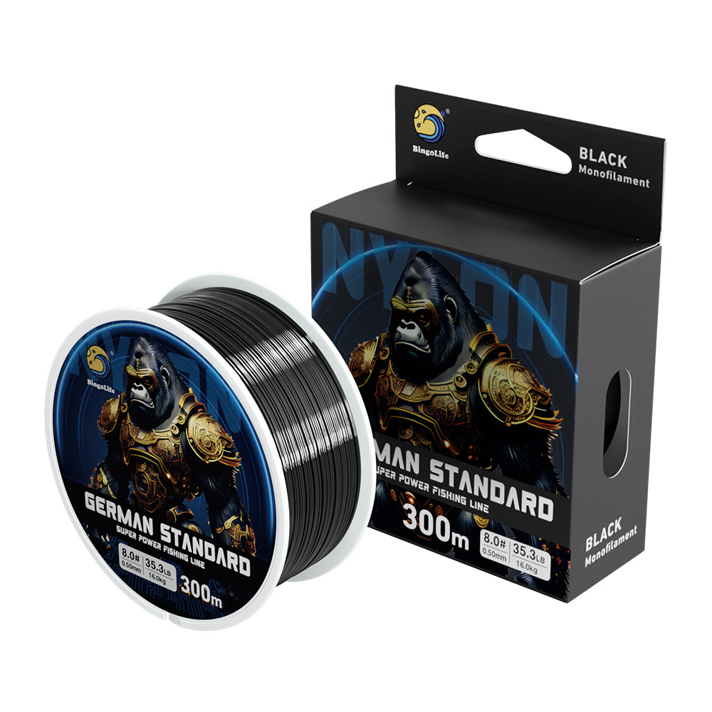 Bingolife  Black Stealth Nylon Fishing Line German Engineered Monofilament  High-Tenacity, Abrasion-Resistant & Fast Sinking 330 Yard