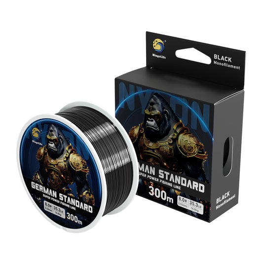 Bingolife  Black Stealth Nylon Fishing Line German Engineered Monofilament  High-Tenacity, Abrasion-Resistant & Fast Sinking 330 Yard