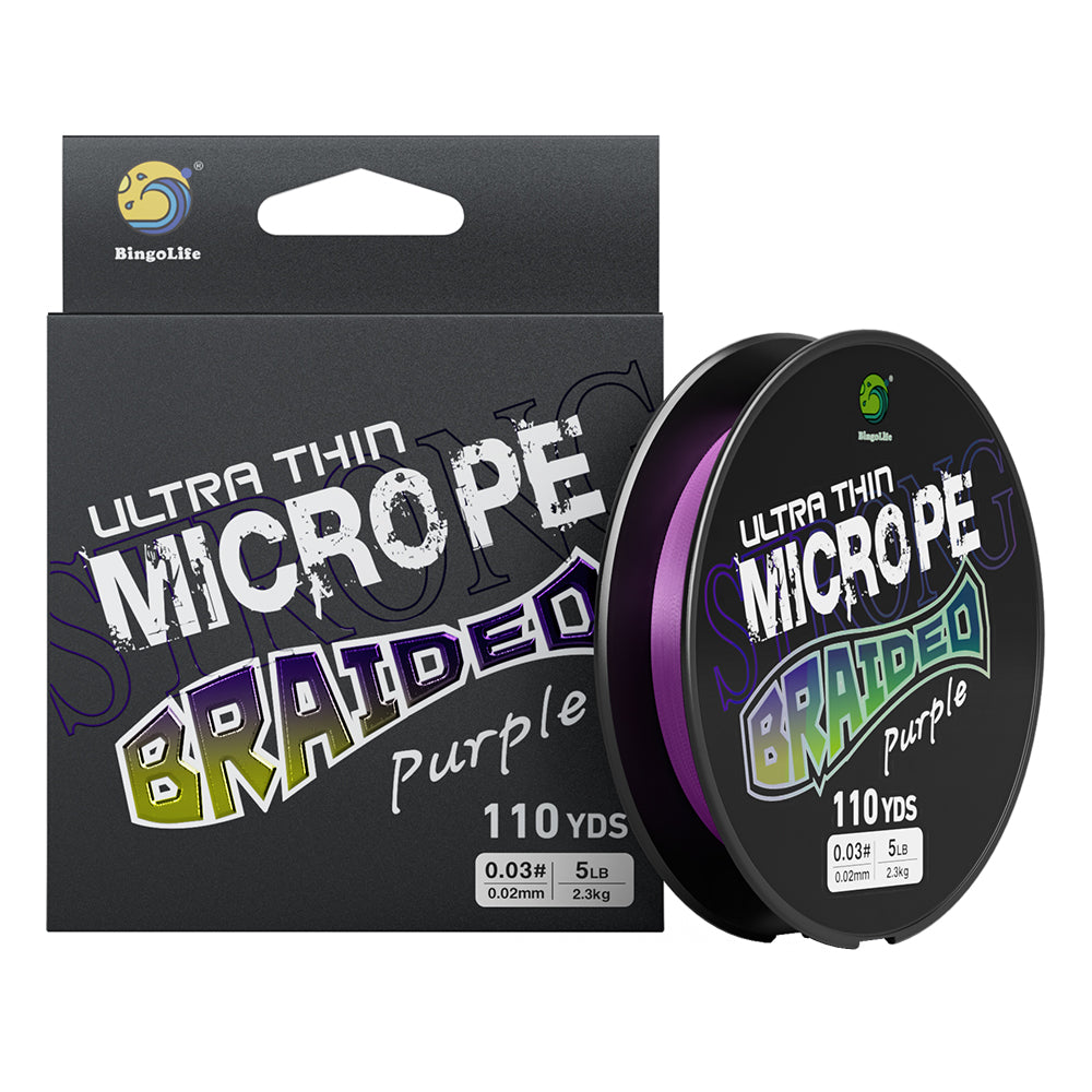 Bingolife Purple Ultra-Thin Fishing Line PEX4 Braided - 100m Premium Micro Thinner Finesse Fishing Line, High Tensile, Micro Fishing Dedicated, Long Cast