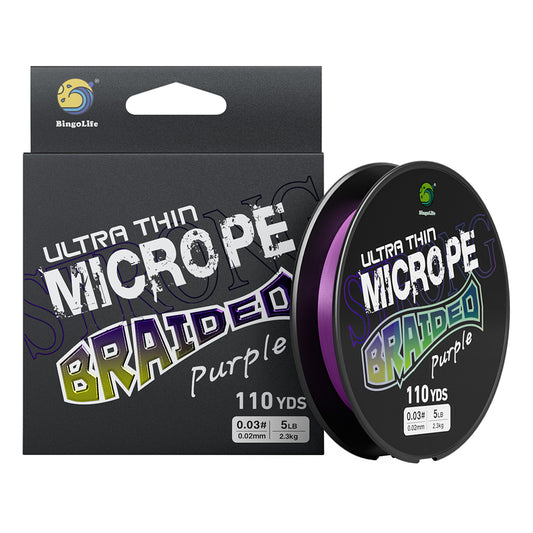 Bingolife Purple Ultra-Thin Fishing Line PEX4 Braided - 100m Premium Micro Thinner Finesse Fishing Line, High Tensile, Micro Fishing Dedicated, Long Cast