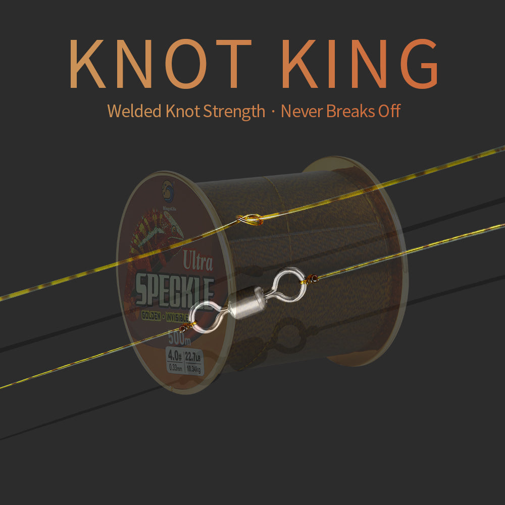 Bingolife HQ Invisible Speckle Monofilament 540 YDS Gold Spotted Mono Line for Carp Fishing