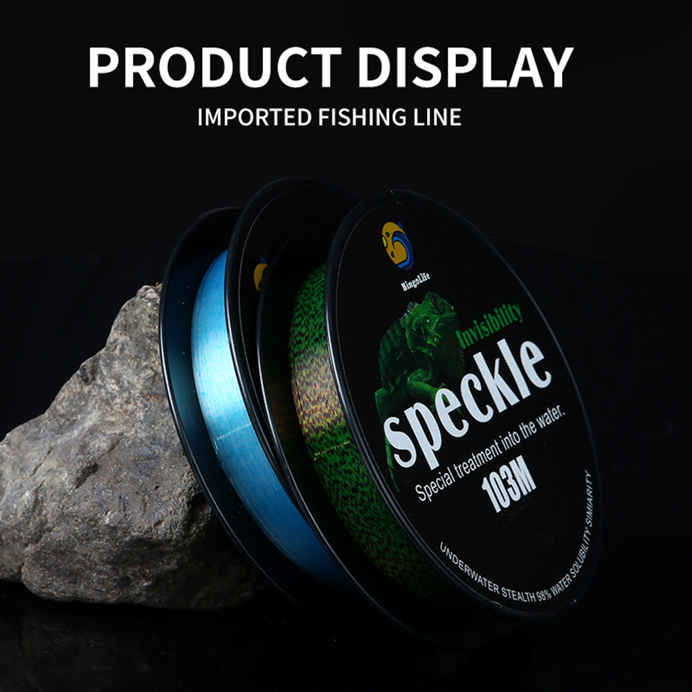 BingoLife Monofilament Green Speckle Invisible Spotted Nylon Fishing Line 110 YDS