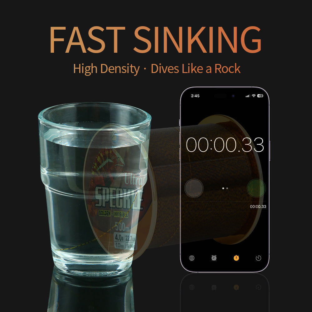 Bingolife HQ Invisible Speckle Monofilament 540 YDS Gold Spotted Mono Line for Carp Fishing