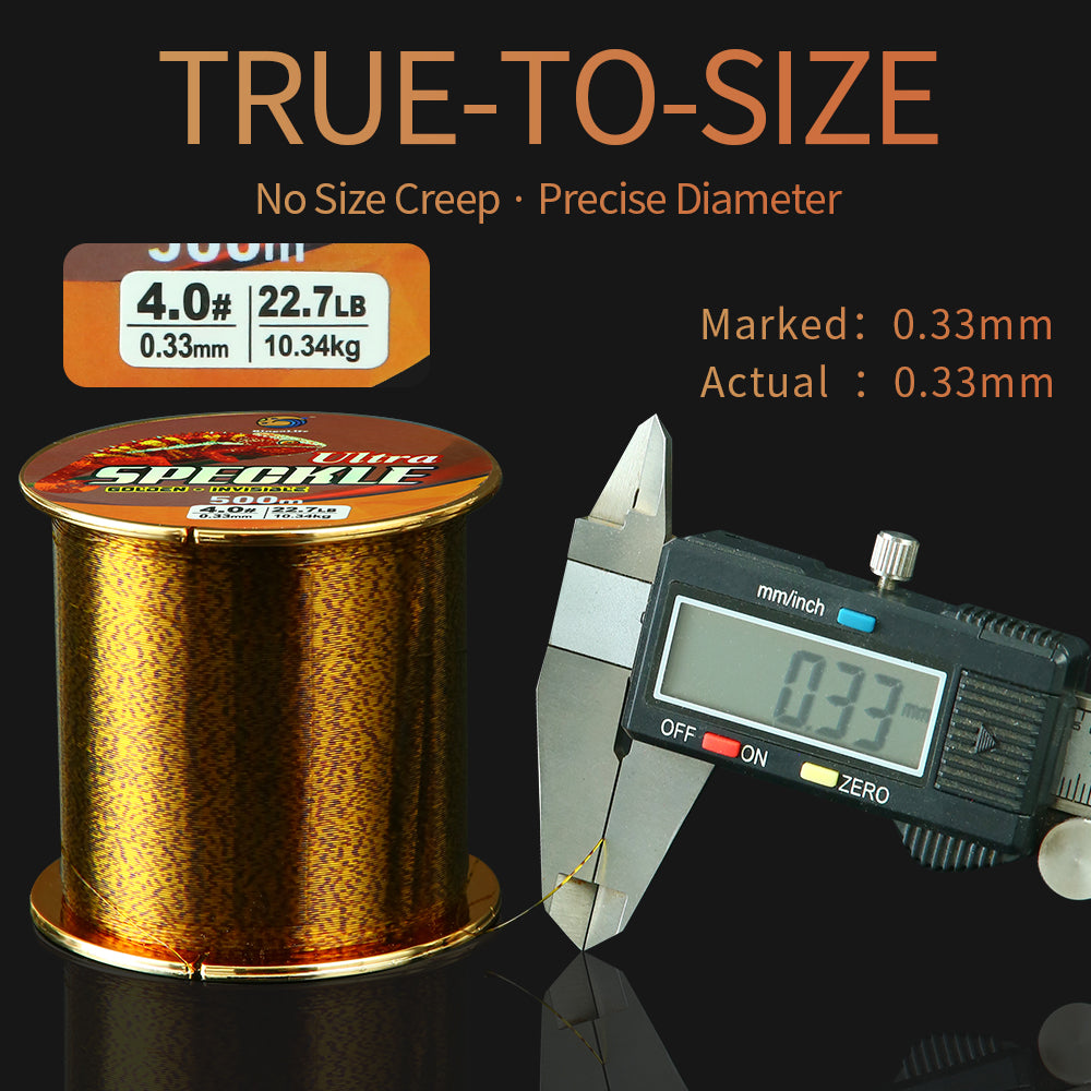 Bingolife HQ Invisible Speckle Monofilament 540 YDS Gold Spotted Mono Line for Carp Fishing