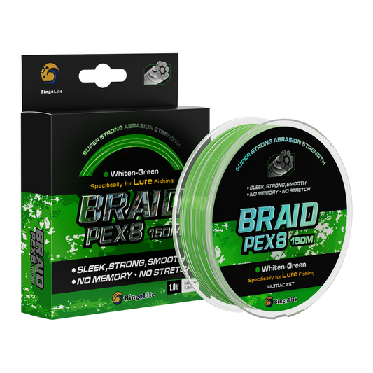 Bingolife High Grade PEX8 Braid Line Hi-Vis Green 164 Yard