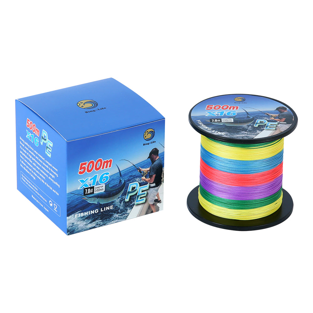 Bingolife PEX16 Colorful Braid Line Stronger Saltwater Fishing Line 540 YDS