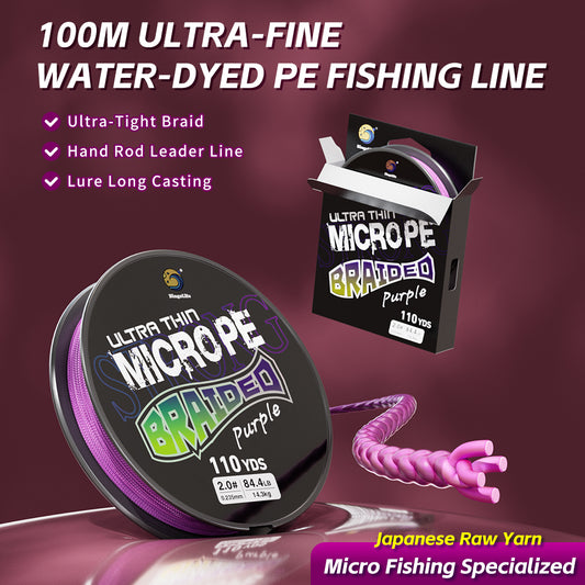 Bingolife Purple Ultra-Thin Fishing Line PEX4 Braided - 100m Premium Micro Thinner Finesse Fishing Line, High Tensile, Micro Fishing Dedicated, Long Cast