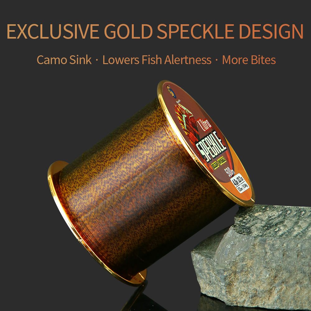 Bingolife HQ Invisible Speckle Monofilament 540 YDS Gold Spotted Mono Line for Carp Fishing