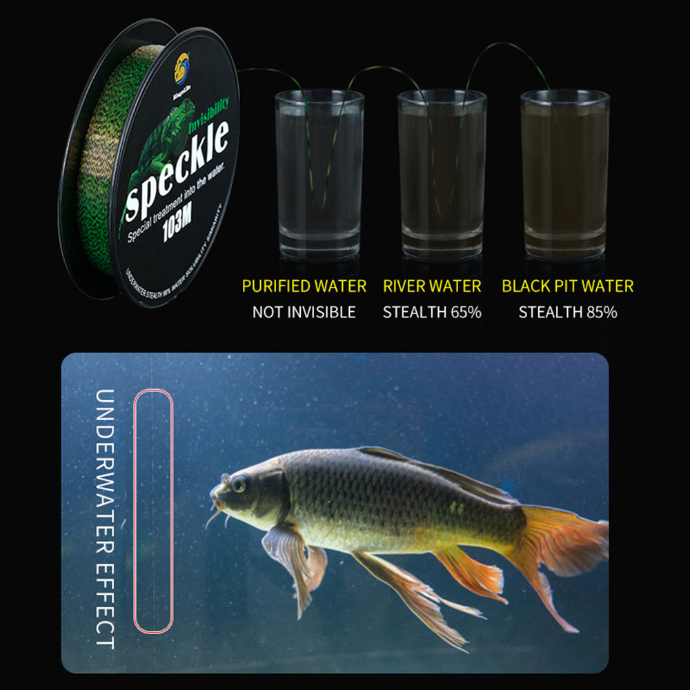 BingoLife Monofilament Green Speckle Invisible Spotted Nylon Fishing Line 110 YDS