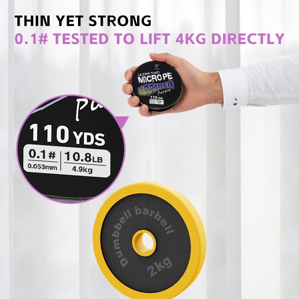 Bingolife Purple Ultra-Thin Fishing Line PEX4 Braided - 100m Premium Micro Thinner Finesse Fishing Line, High Tensile, Micro Fishing Dedicated, Long Cast