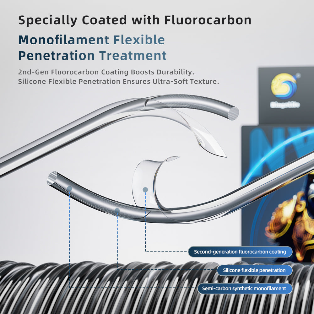 Bingolife  Black Stealth Nylon Fishing Line German Engineered Monofilament  High-Tenacity, Abrasion-Resistant & Fast Sinking 330 Yard