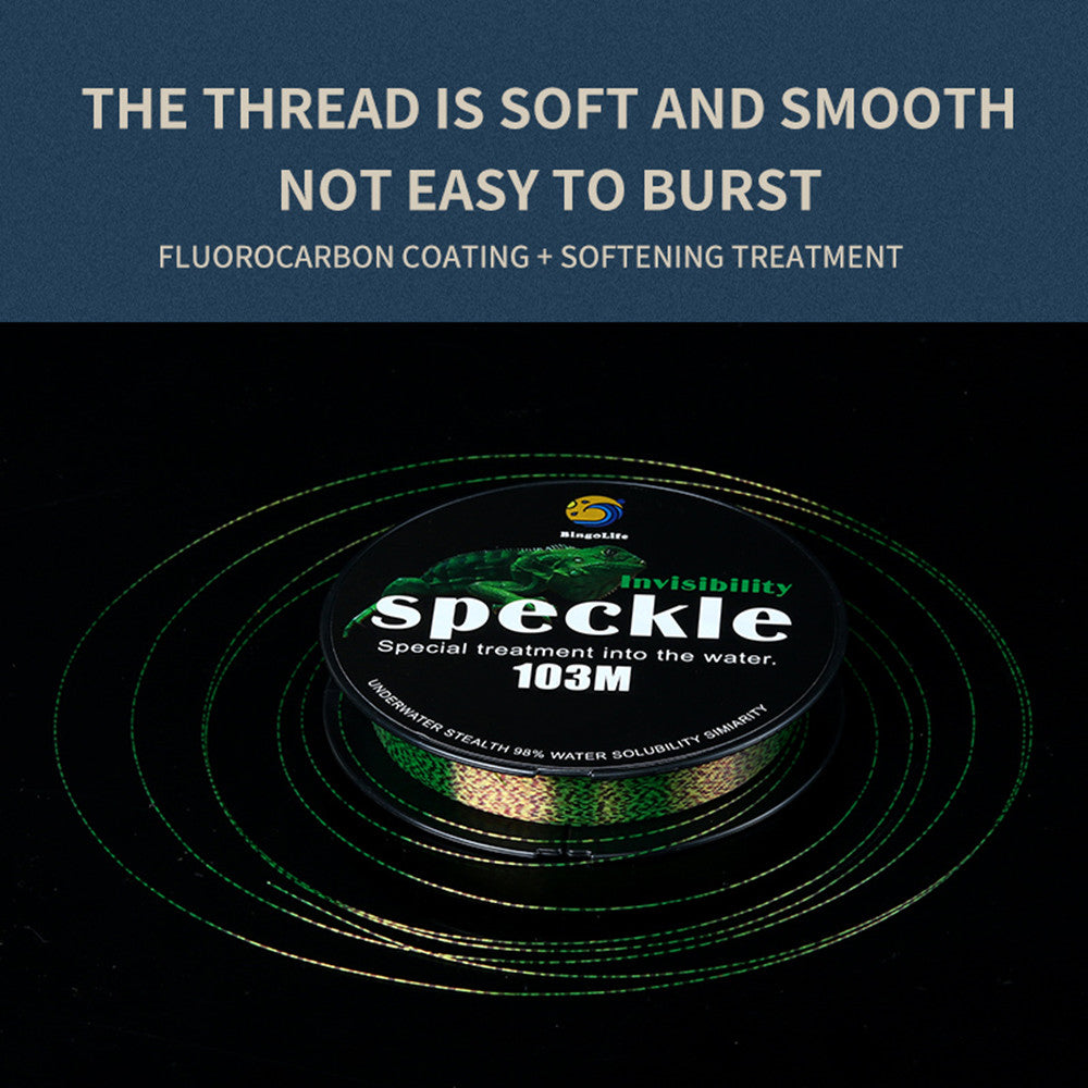 BingoLife Monofilament Green Speckle Invisible Spotted Nylon Fishing Line 110 YDS