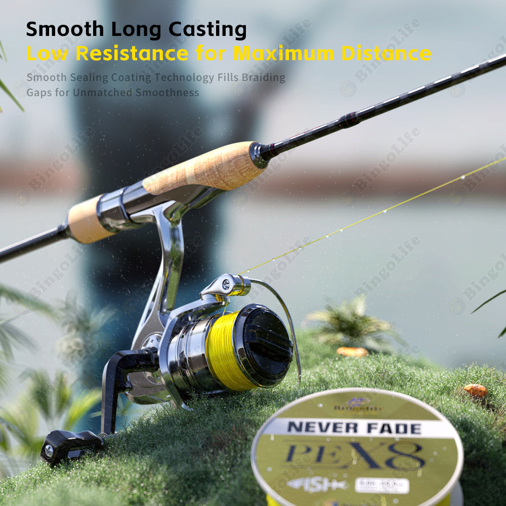 Bingolife Never-Fade PEX8 Braid Line 330 YDS Yellow