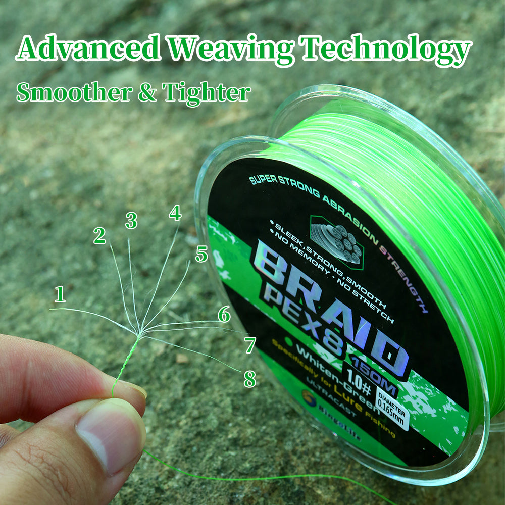 Bingolife Braided Fishing Line - Abrasion Resistant Braided Lines – Incredible Superline – Zero Stretch – PEX8 164 Yard