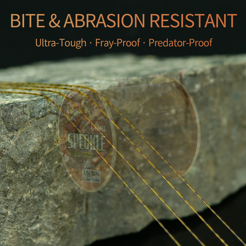 Bingolife HQ Invisible Speckle Monofilament 540 YDS Gold Spotted Mono Line for Carp Fishing