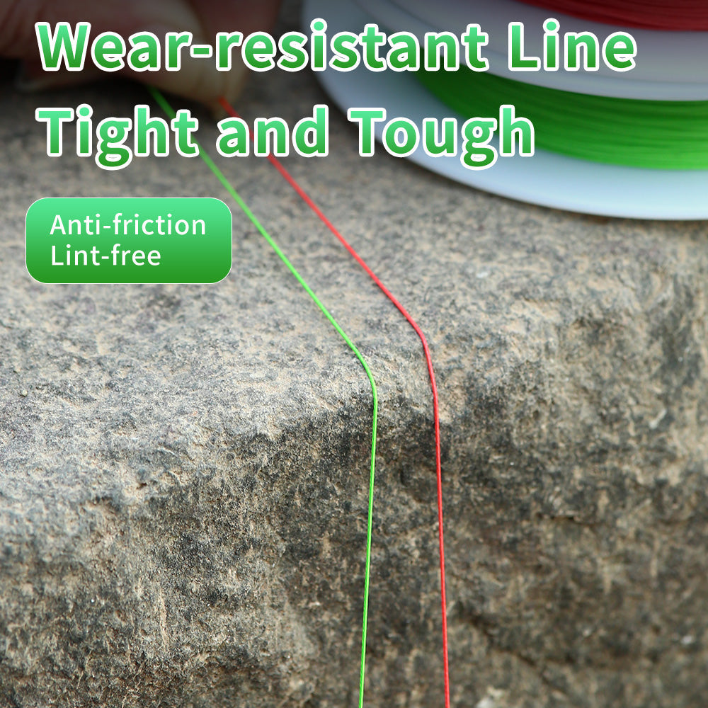 Green and red Never Fade braid texture and abrasion resistance