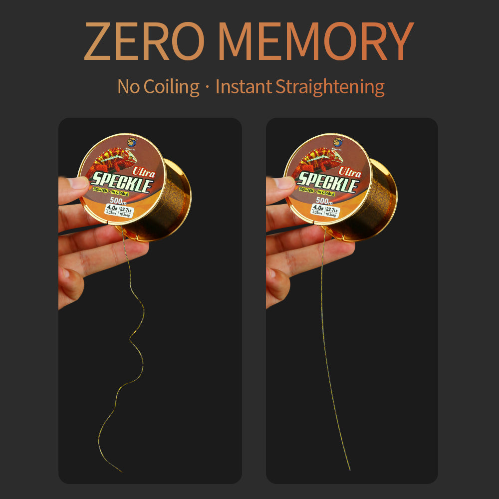 Bingolife HQ Invisible Speckle Monofilament 540 YDS Gold Spotted Mono Line for Carp Fishing