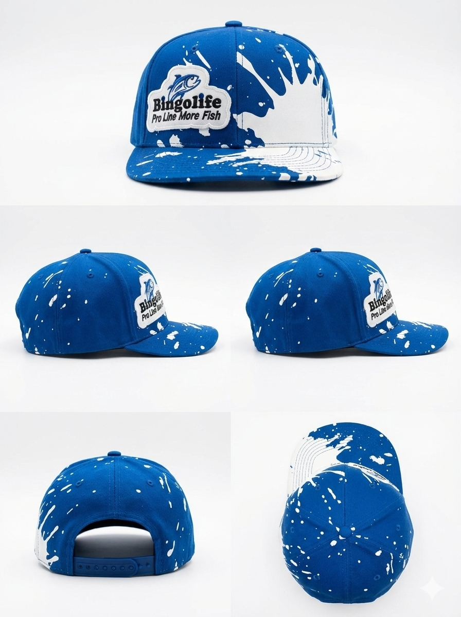 Bingolife Blue and White Bingolife Pro Line More Fish Baseball Style Fishing Cap