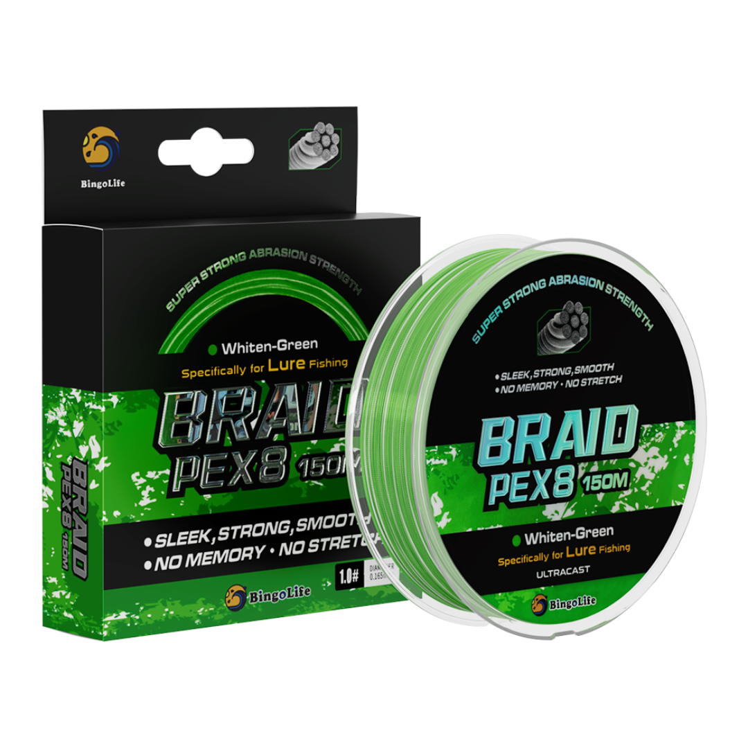 Bingolife Braided Fishing Line - Abrasion Resistant Braided Lines – Incredible Superline – Zero Stretch – PEX8 164 Yard