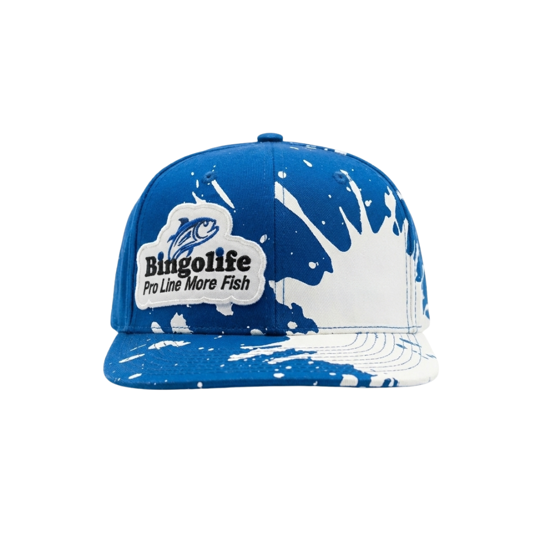 Bingolife Blue and White Bingolife Pro Line More Fish Baseball Style Fishing Cap