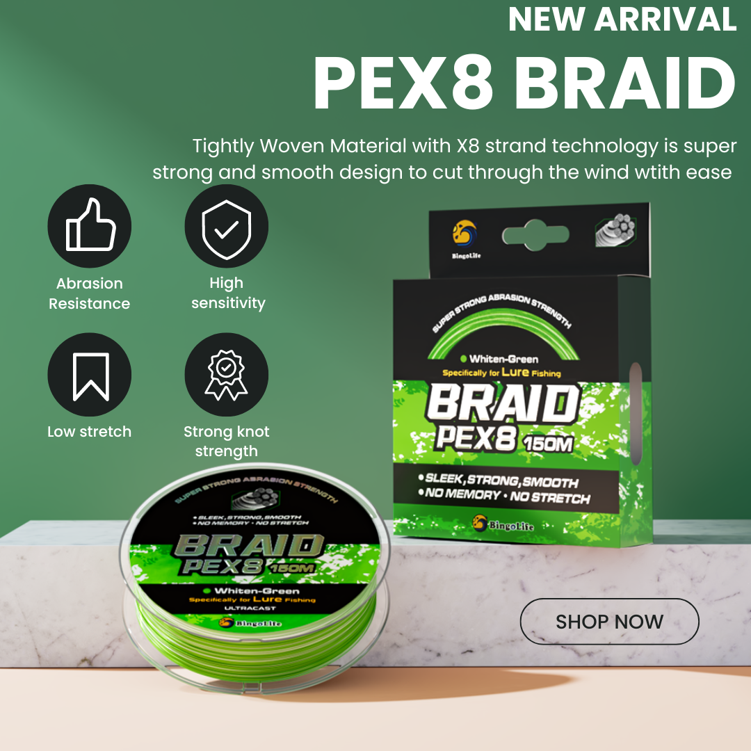 Bingolife Braided Fishing Line - Abrasion Resistant Braided Lines – Incredible Superline – Zero Stretch – PEX8 164 Yard