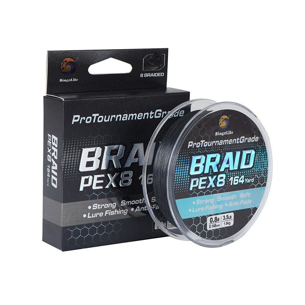 Bingolife Pro Tournament Braid X8 black 164-yard spool and retail box
