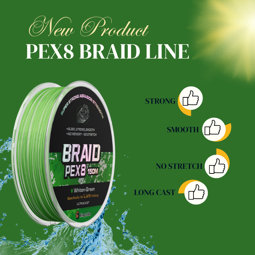 Bingolife Braided Fishing Line - Abrasion Resistant Braided Lines – Incredible Superline – Zero Stretch – PEX8 164 Yard