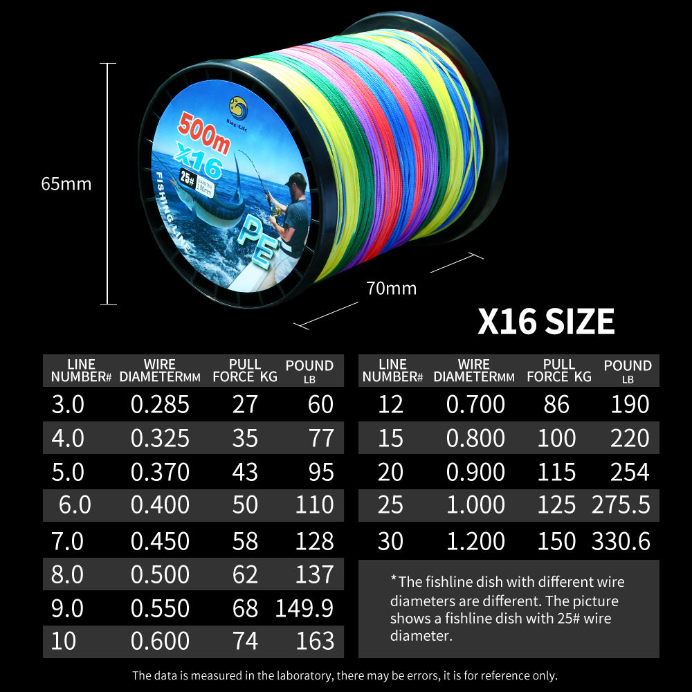 Bingolife PEX16 Colorful Braid Line Stronger Saltwater Fishing Line 540 YDS