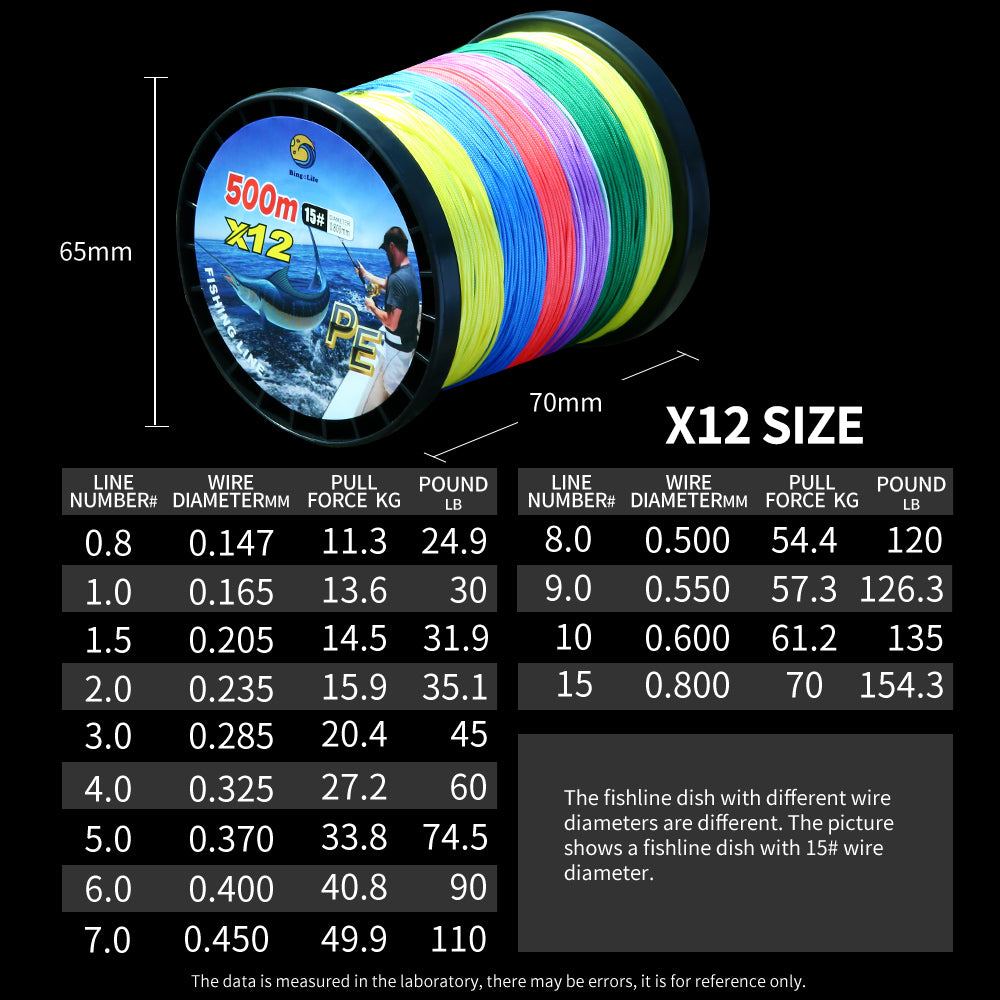 Bingolife PEX12 Colorful Braid Line Stronger Saltwater Fishing Line 540 YDS