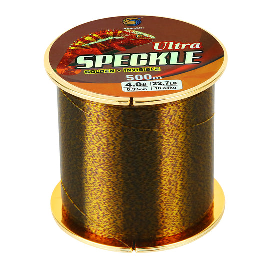 Bingolife HQ Invisible Speckle Monofilament 540 YDS Gold Spotted Mono Line for Carp Fishing