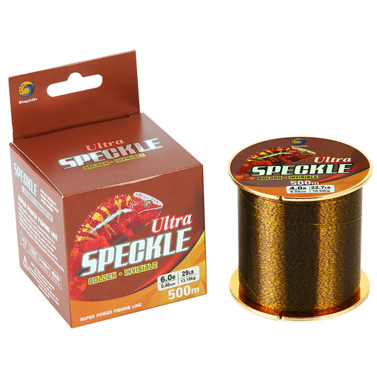 Bingolife HQ Invisible Speckle Monofilament 540 YDS Gold Spotted Mono Line for Carp Fishing
