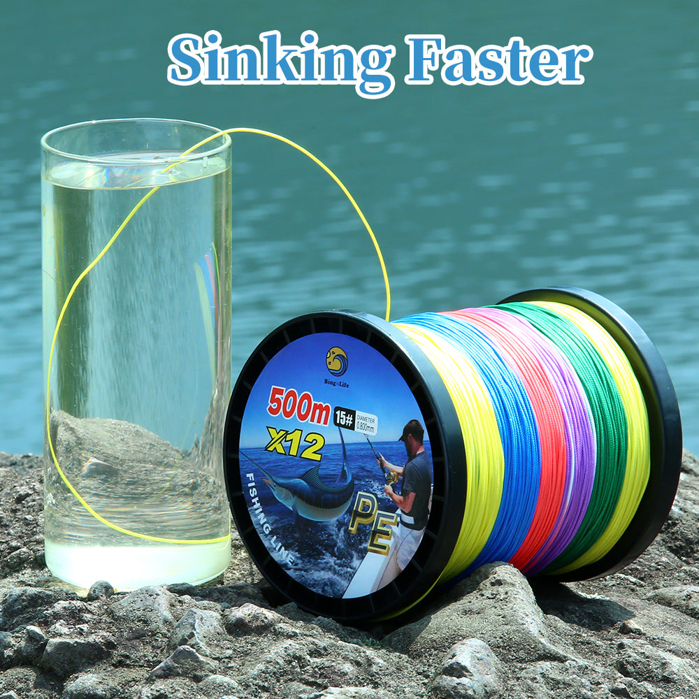 Bingolife PEX12 Colorful Braid Line Stronger Saltwater Fishing Line 540 YDS